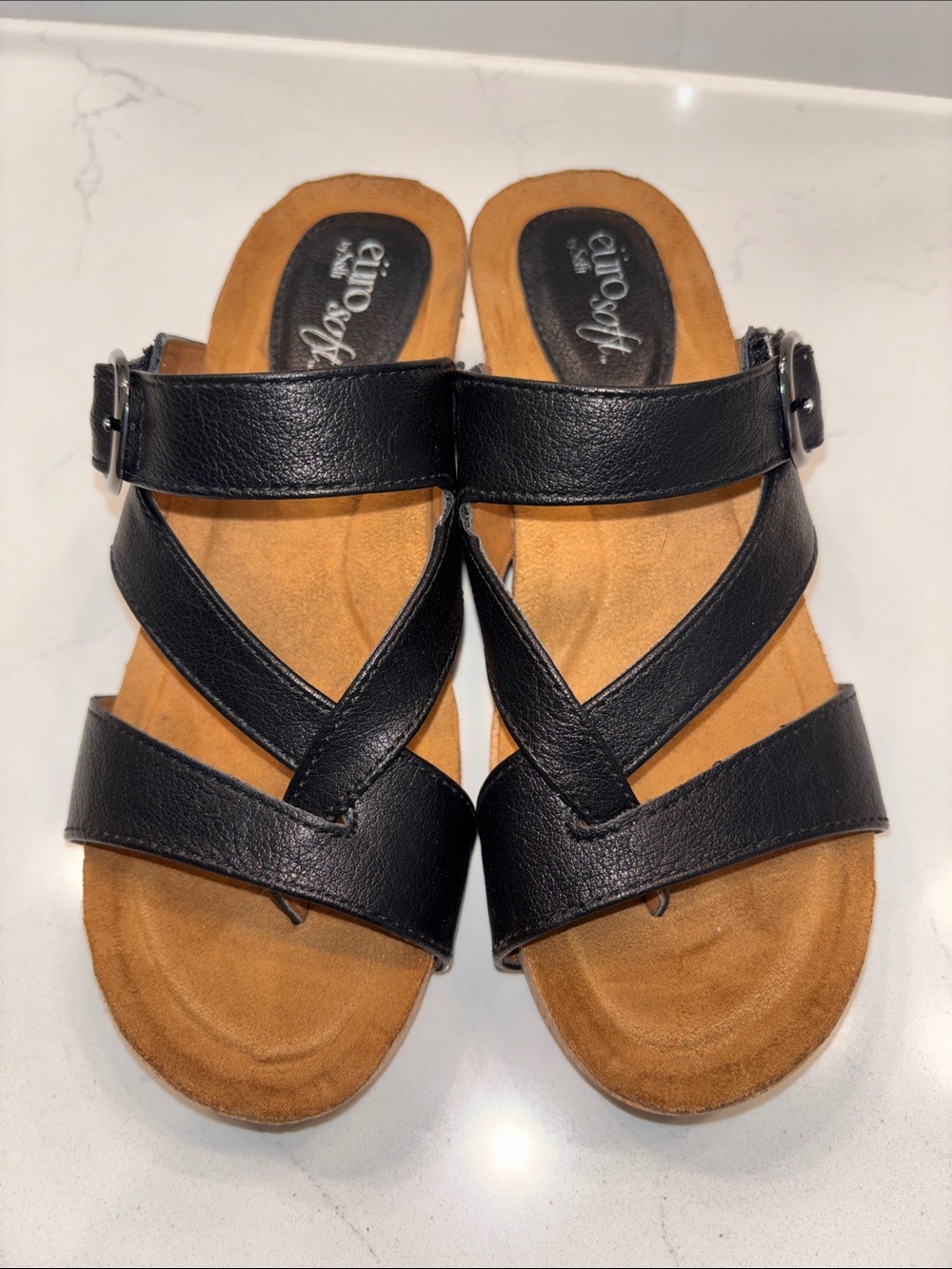 Black Strappy Comfort Sandals for Women
